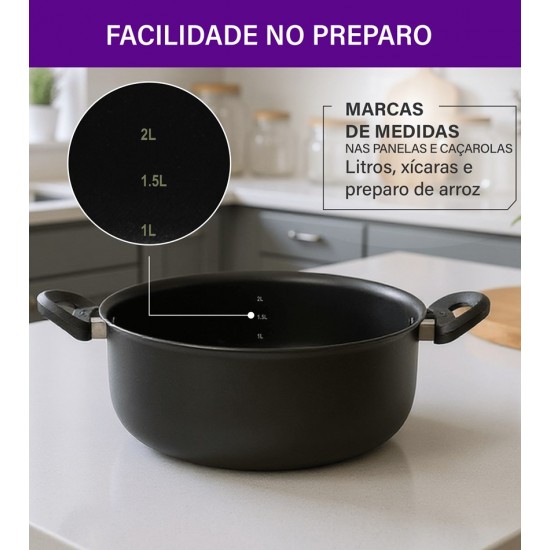 Jogo De Panelas 5 Peças Robusta Grafite Rochedo